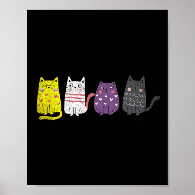 Cute Animal Cat Gift Non Binary Pride Agender Non  Poster (Front)