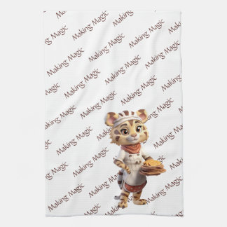 Cute Animal Chef Tiger Making Magic Tea Towel