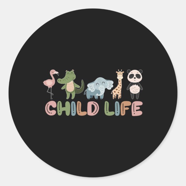 Cute Animal Child Life Specialist Play Therapy Ped Classic Round Sticker (Front)