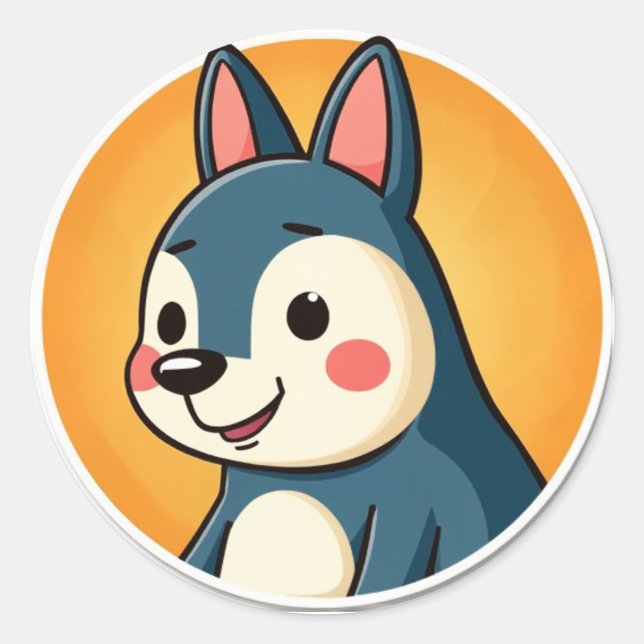 Cute Animal Classic Round Sticker (Front)