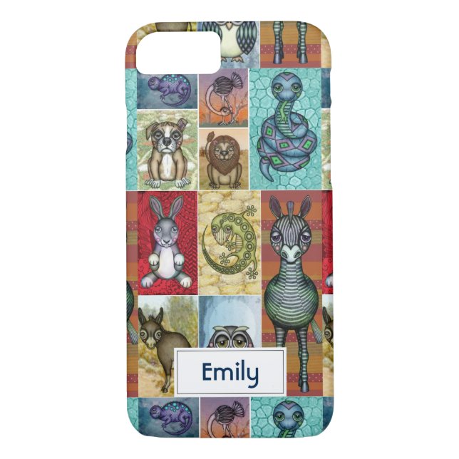 Cute Animal Collage Folk Art Design Personalised Case-Mate iPhone Case (Back)