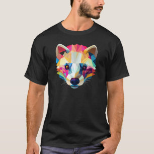 Cute Animal Colorful Geometric Ferret Face 2 T-Shirt