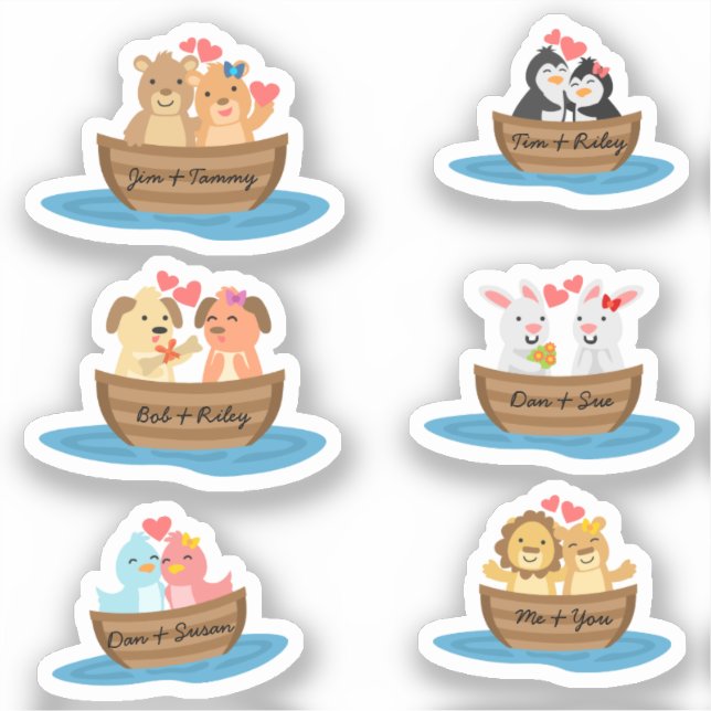 Cute Animal Couples Stickers (Front)