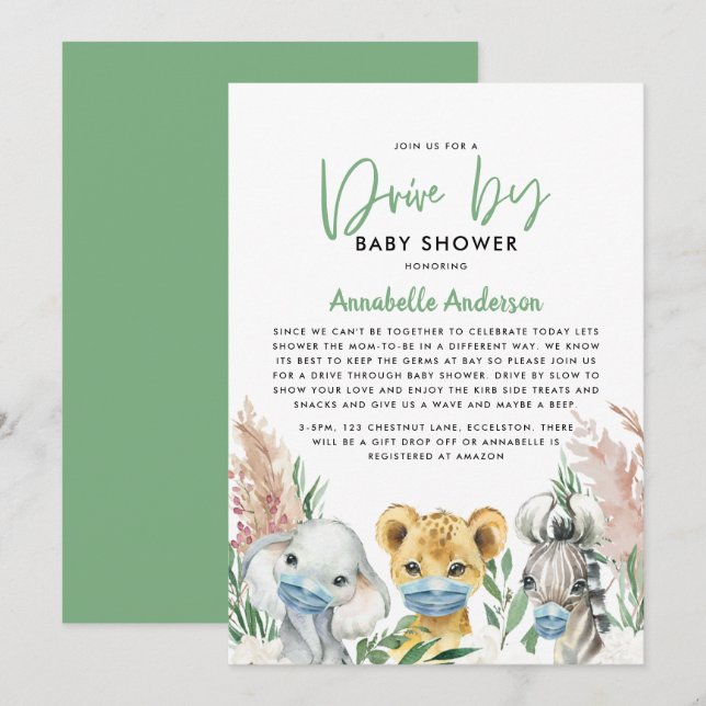 Cute animal covid mask drive by baby (Front/Back)