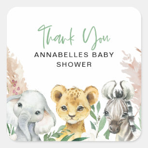 Cute animal covid mask drive by baby square sticker