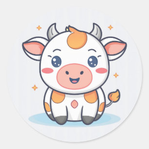 Cute Animal Cow Classic Round Sticker