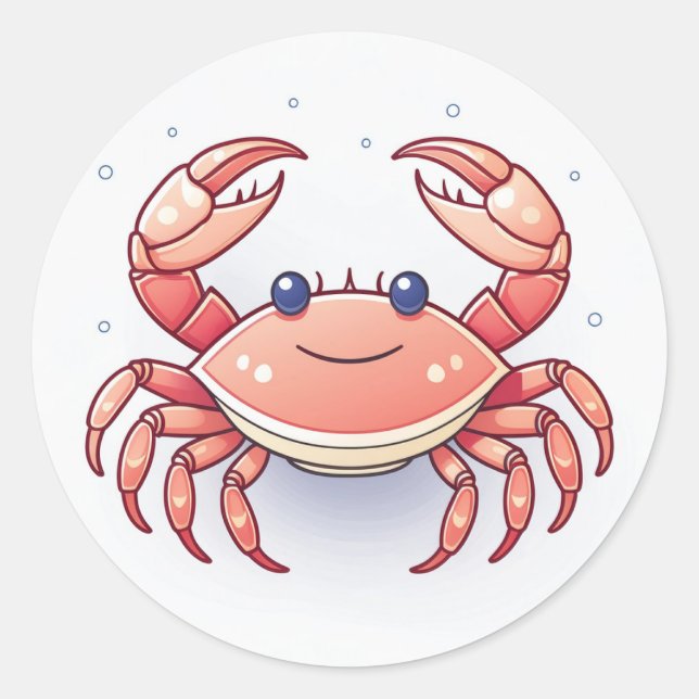 Cute Animal Crab Classic Round Sticker (Front)