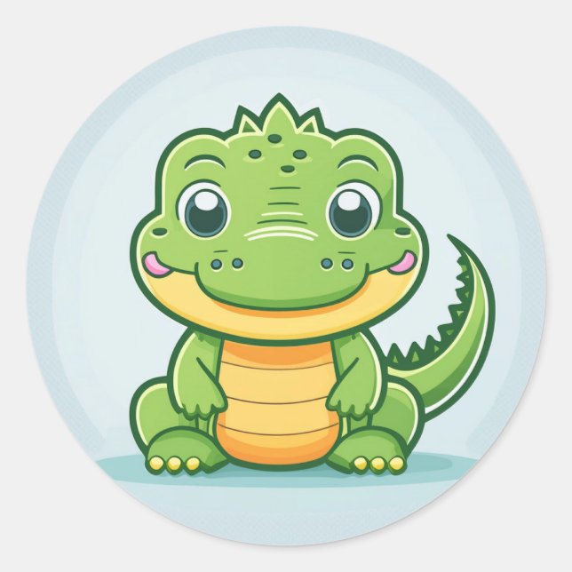 Cute Animal Crocodile Classic Round Sticker (Front)