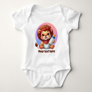 Cute animal customisable girls jungle lion  baby bodysuit