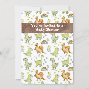 Cute Animal Dinasaur Adorable Baby Invitation