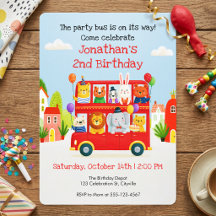 Cute Animal Double Decker Party Bus Birthday