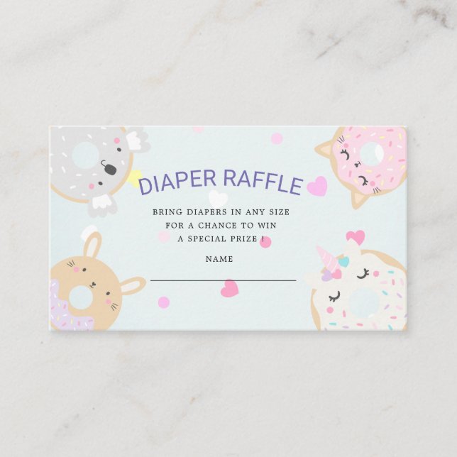 cute animal doughnuts diaper raffle ticket enclosure card (Front)