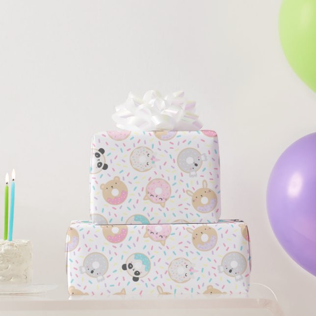 Cute Animal Doughnuts Wrapping Paper (Party Gifts)