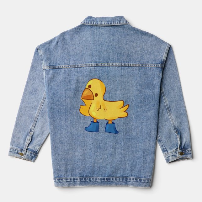 Cute animal duck cartoony style denim jacket (Back)