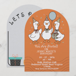 Cute Animal Ducks Birthday Invitation