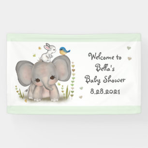 Cute Animal Elephant Baby Shower Party Banner
