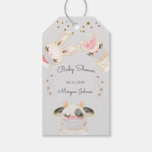 cute animal face mask baby shower monogram gift tags