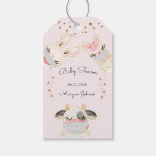 cute animal face mask baby shower monogram gift tags