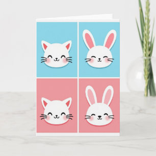 Cute Animal Faces Art Card