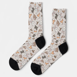 Cute Animal Faces Pattern Socks