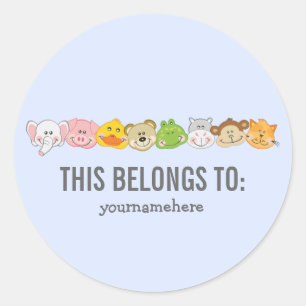 Cute Animal Faces THIS BELONGS TO Sticker