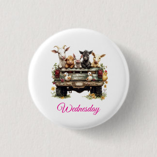 Cute Animal Farm On Round Button