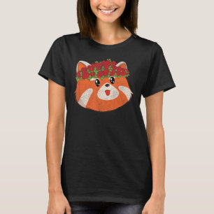 Cute Animal Flowers Zoo Animal Roses Red Panda T-Shirt