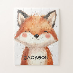 Cute Animal Fox Happy Personalised Kids Birthday Jigsaw Puzzle