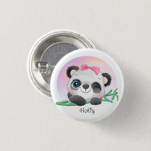 Cute Animal Friendly Panda Bamboo    3 Cm Round Badge