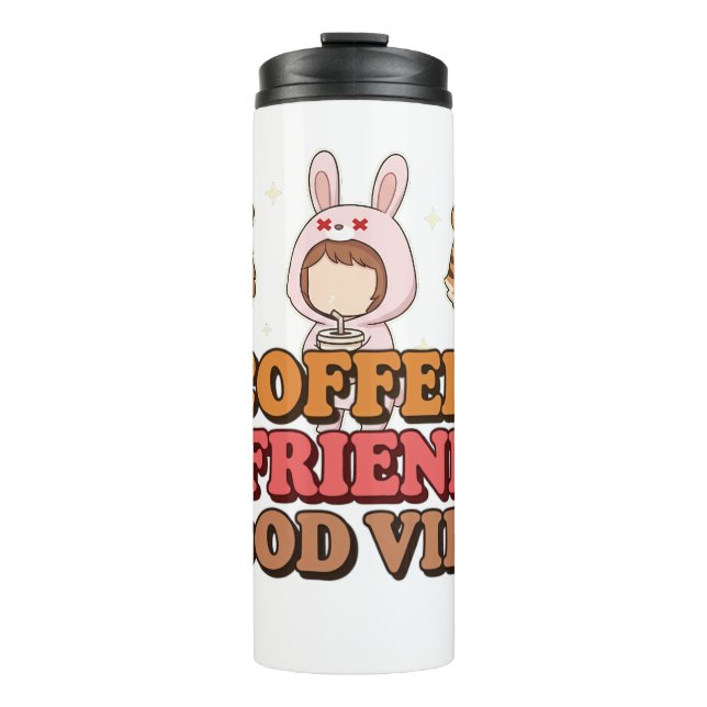Cute Animal Friends Coffee Lovers Thermal Tumbler (Front)