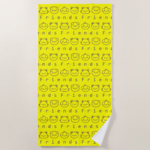 Cute animal friends face beach towel