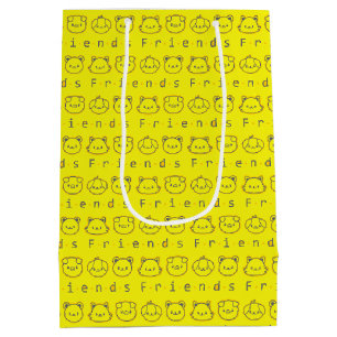 Cute animal friends face medium gift bag