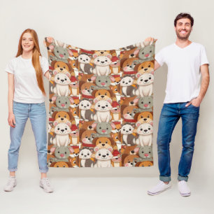 Cute animal friends fleece blanket