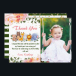 Cute Animal Friends Pink Floral Birthday Photo Thank You Card<br><div class="desc">Cute Animal Friends Pink Floral Birthday Photo Thank You Card</div>