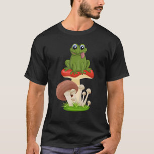 Cute Animal Frog Fungi Nature Forest Foraging Mush T-Shirt