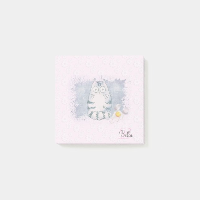 Cute Animal Funny Cat Pink  Post-it Notes (Front)