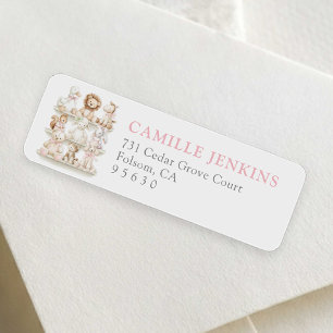 Cute Animal Girl Baby Shower Return Address Label