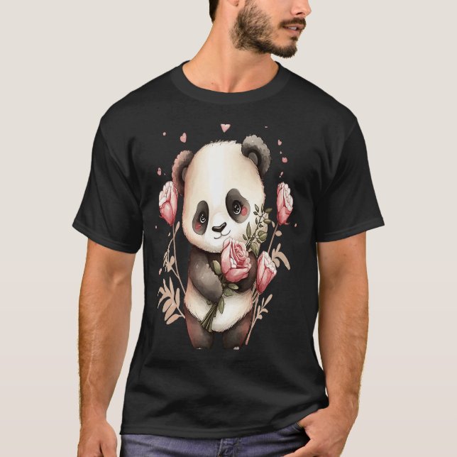 Cute animal Girl panda valentine day women panda b T-Shirt (Front)