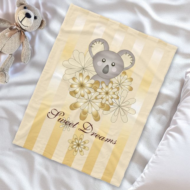 Cute Animal Gold Effect Stripe Personalised Kids Fleece Blanket (Creator Uploaded)