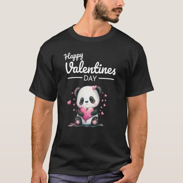Cute Animal Heart Panda Happy Valentine Day  19 T-Shirt (Front)