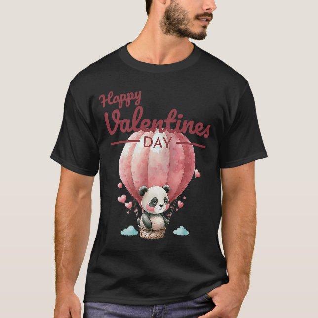 Cute Animal Heart Panda  Happy Valentine Day  2 T-Shirt (Front)