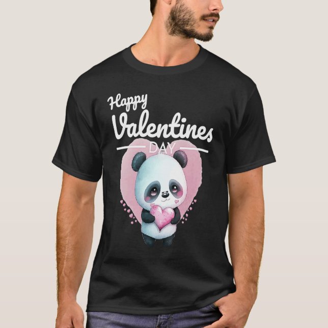 Cute Animal Heart Panda  Happy Valentine Day  3 T-Shirt (Front)