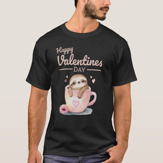 Cute Animal Heart Panda Happy Valentine Day  40 T-Shirt (Front)