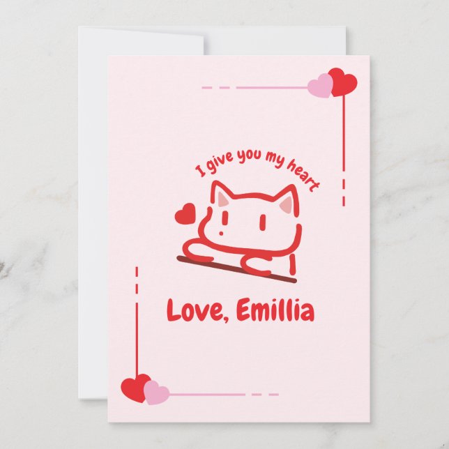 Cute Animal Heart Personalised Card (Front)