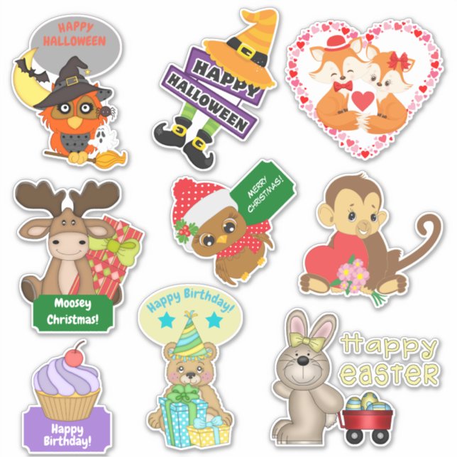 Cute Animal Holiday Assortment (Front)