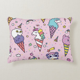 Cute Animal Ice Cream Cones Decorative Cushion