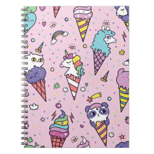 Cute Animal Ice Cream Cones Notebook