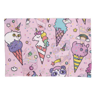 Cute Animal Ice Cream Cones Pillowcase