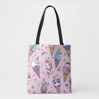 Cute Animal Ice Cream Cones Tote Bag