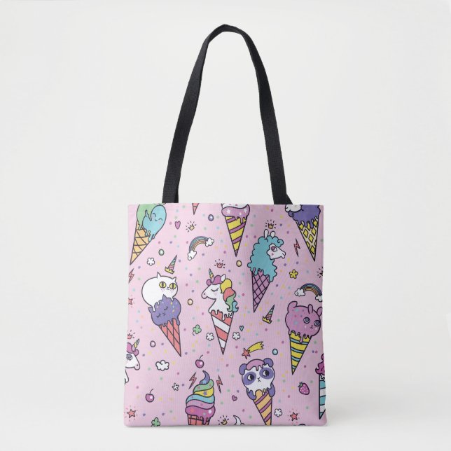 Cute Animal Ice Cream Cones Tote Bag (Front)